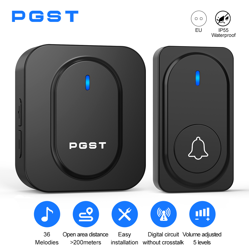 Home Security Outdoor - Campanello Wireless PGST con 36 Suonerie,